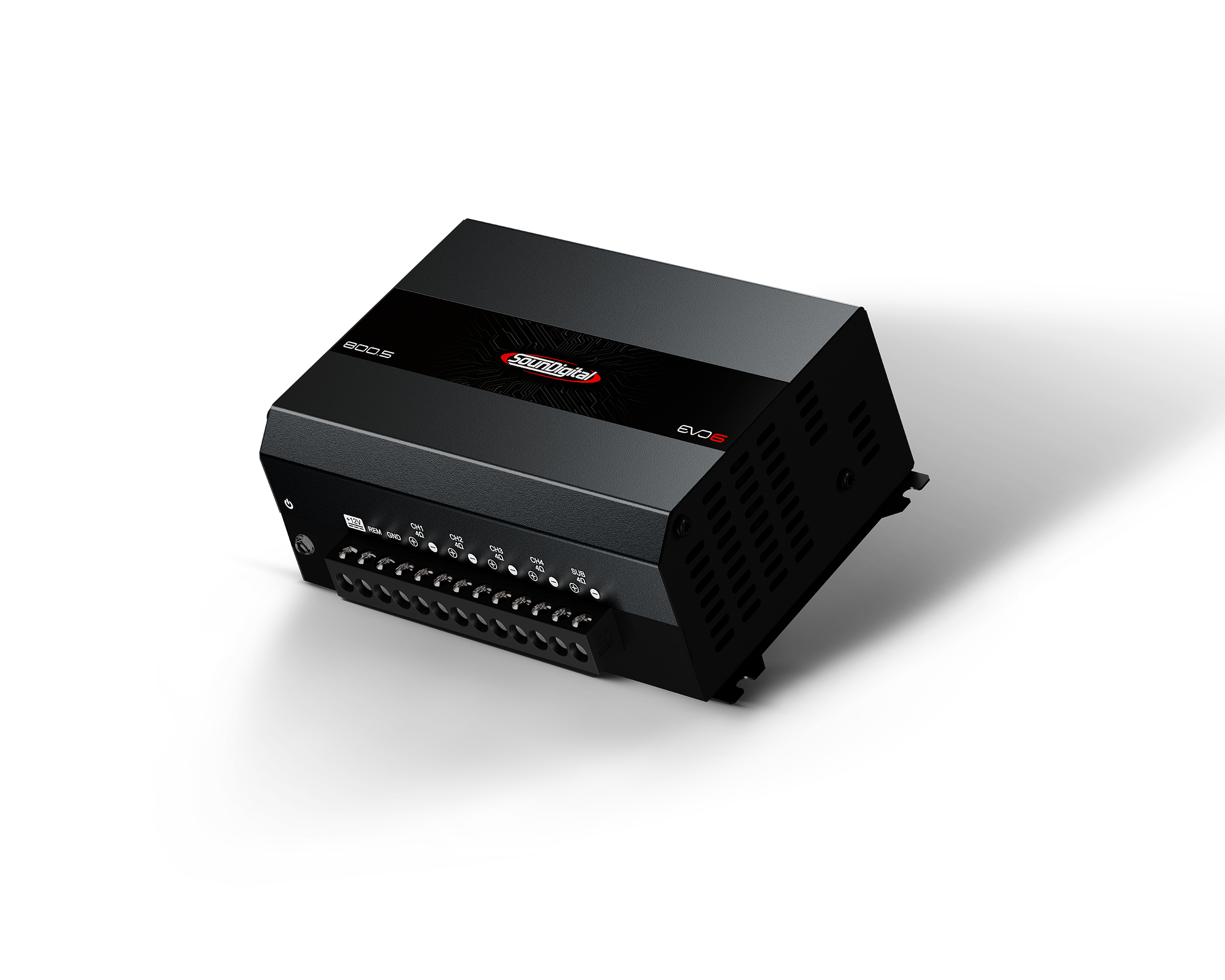 Soundigital SD800.5D EVO 6 car amplifier with 5 channels, 800W RMS output, designed for high-performance vehicle audio systems.