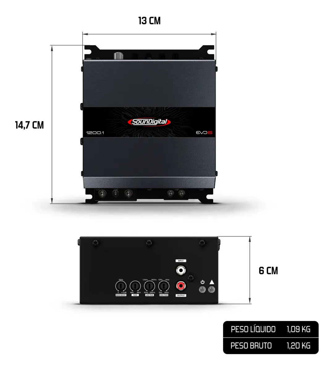 SounDigital 1200.1 EVO6 Digital Amplifier – 1200W RMS | 1-Channel | 1-Ohm Class D High Performance