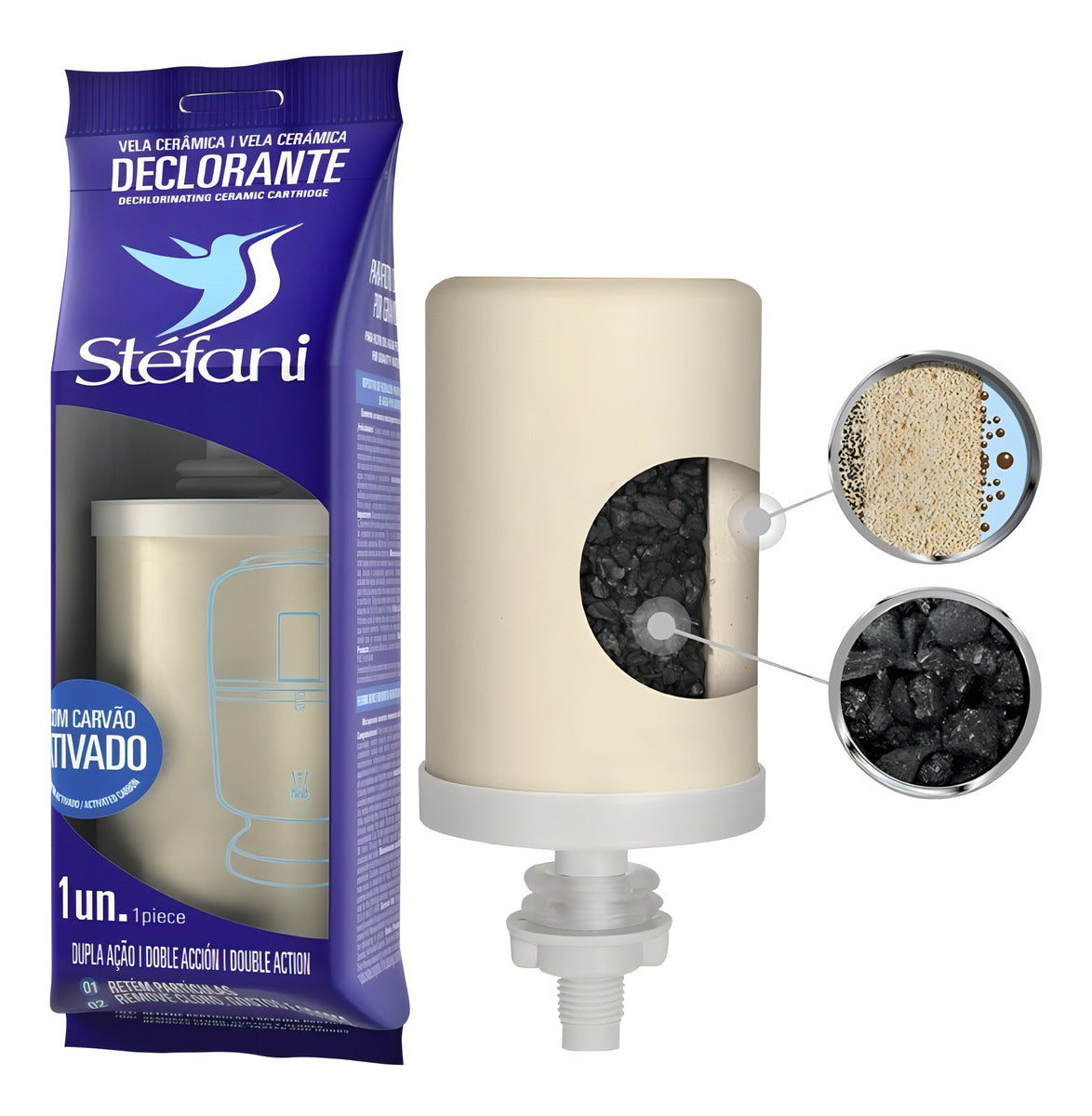 Stéfani Double Action Clay Filter Candle with Activated Carbon - BuyBrazil