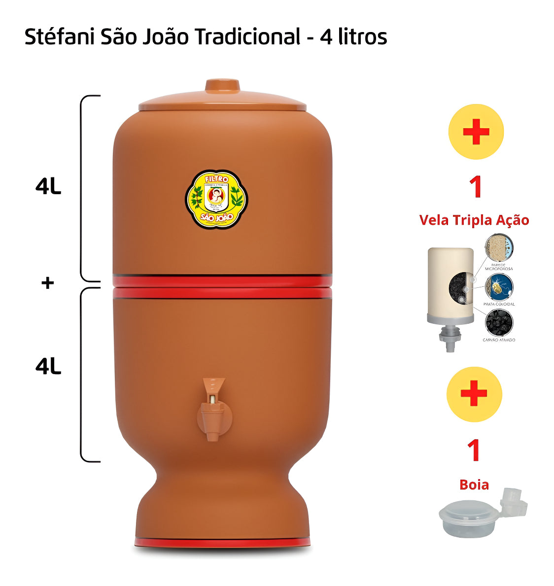 Stéfani São João Traditional Clay Water Filter 4 Liters - BuyBrazil