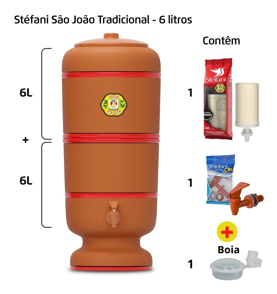 Stéfani São João Traditional Clay Water Filter 6 Liters - BuyBrazil