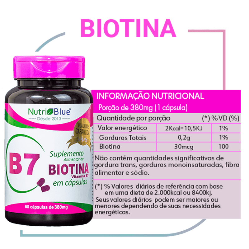 Nutriblue Biotin Supplement 60 Capsules of 380mg