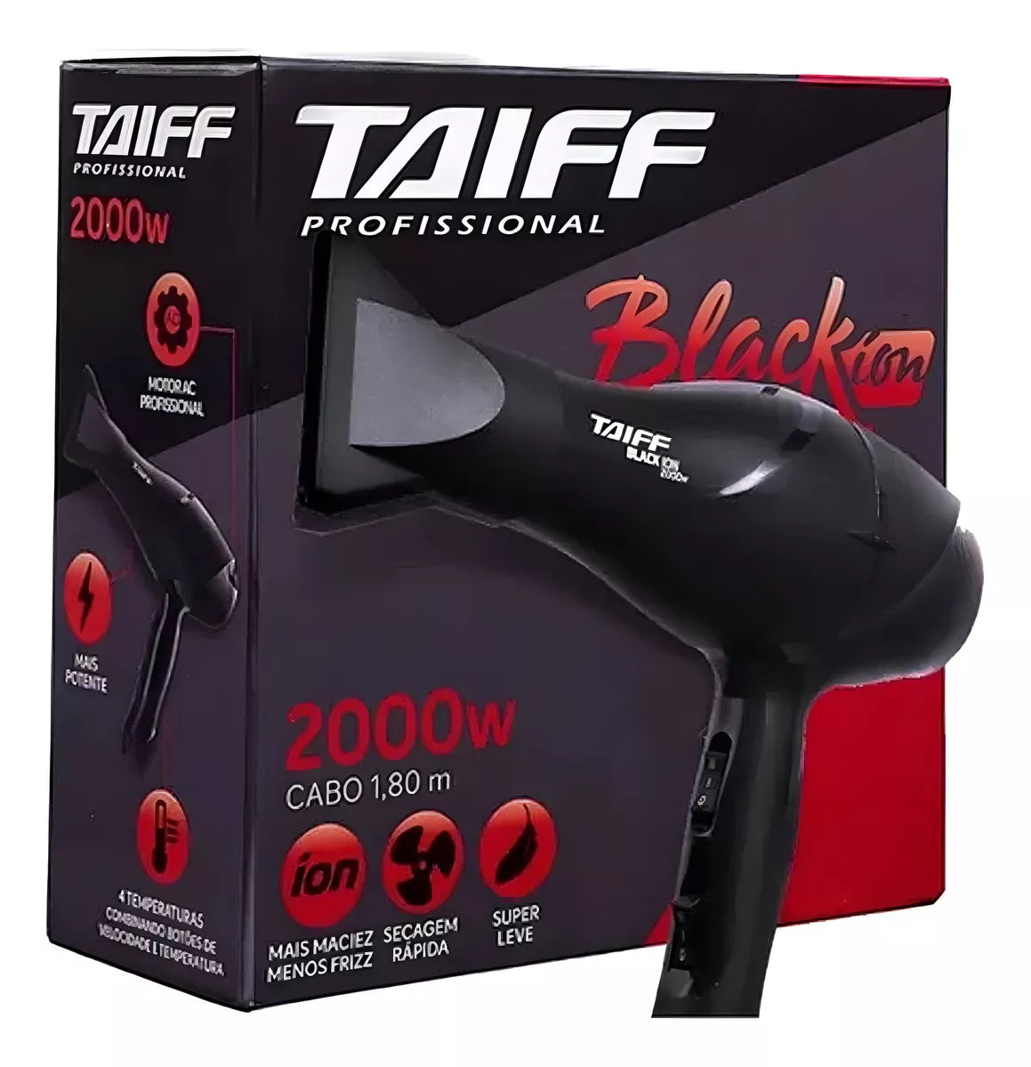Taiff Black Ion Original Professional Hair Dryer 2000w Black Color - BuyBrazil
