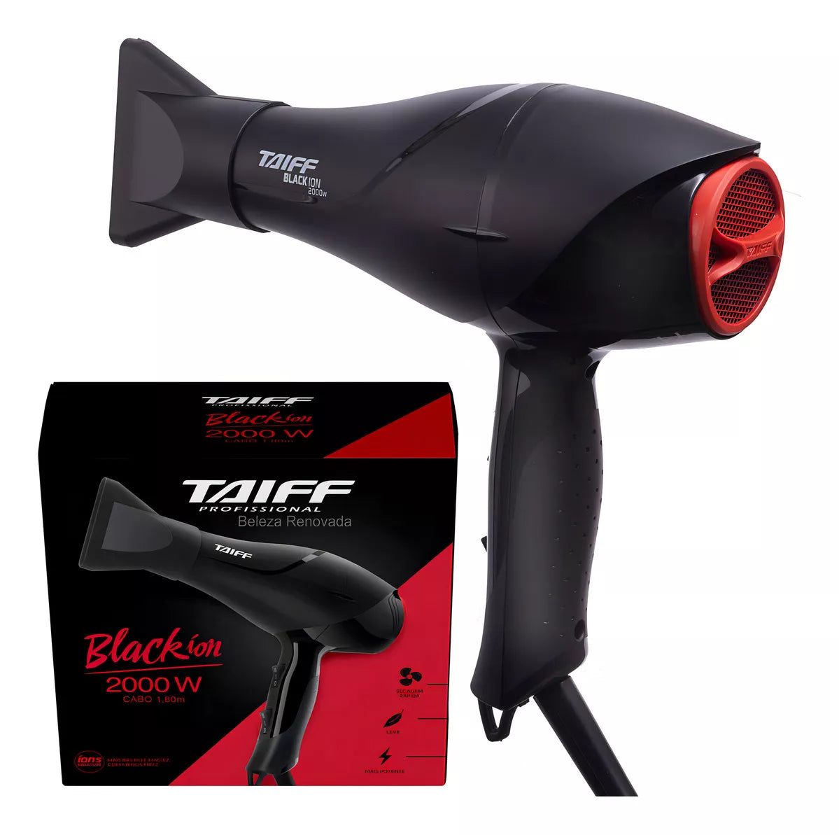 Taiff Black Ion Original Professional Hair Dryer 2000w Black Color - BuyBrazil