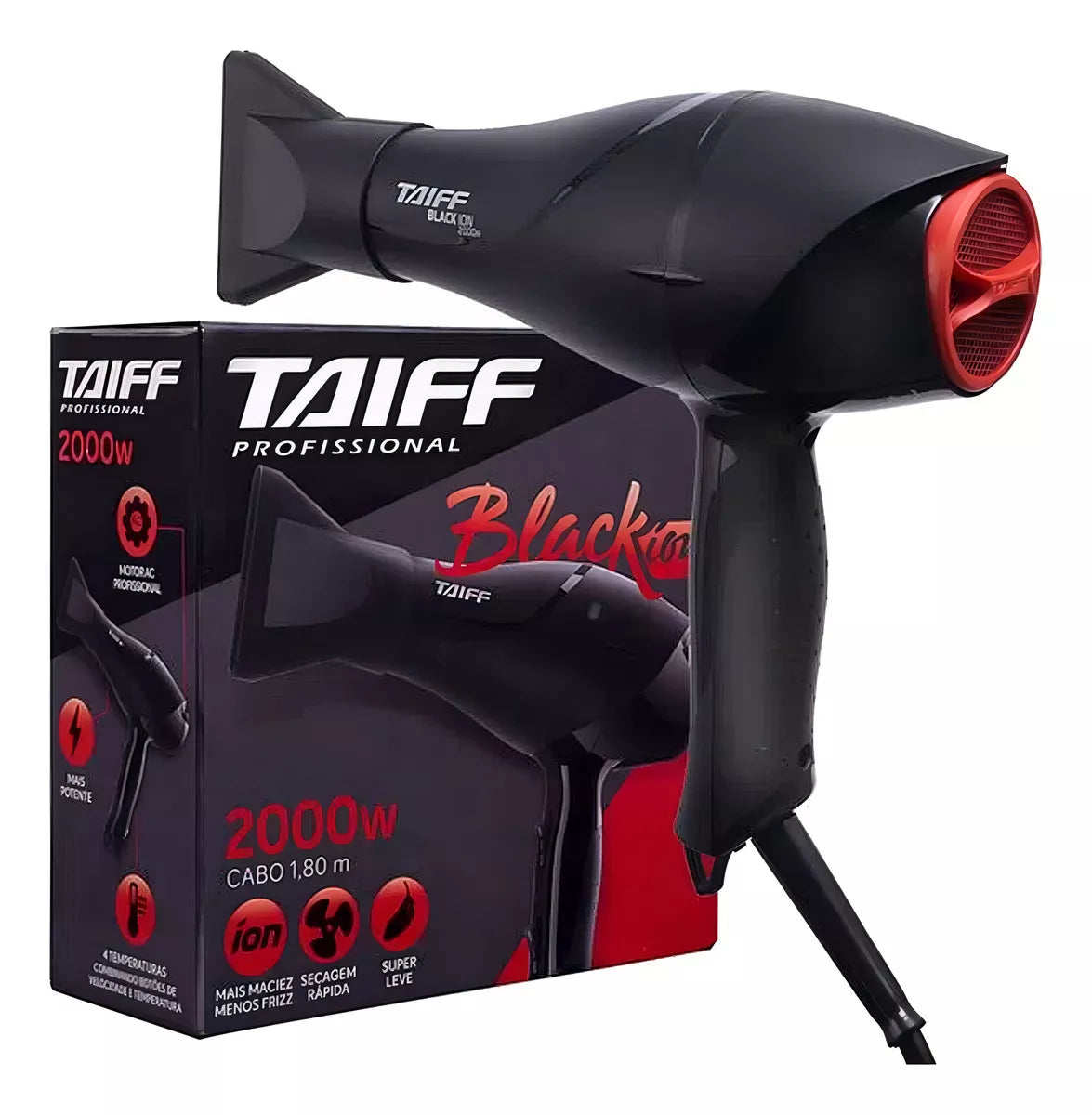 Taiff Black Ion Original Professional Hair Dryer 2000w Black Color - BuyBrazil