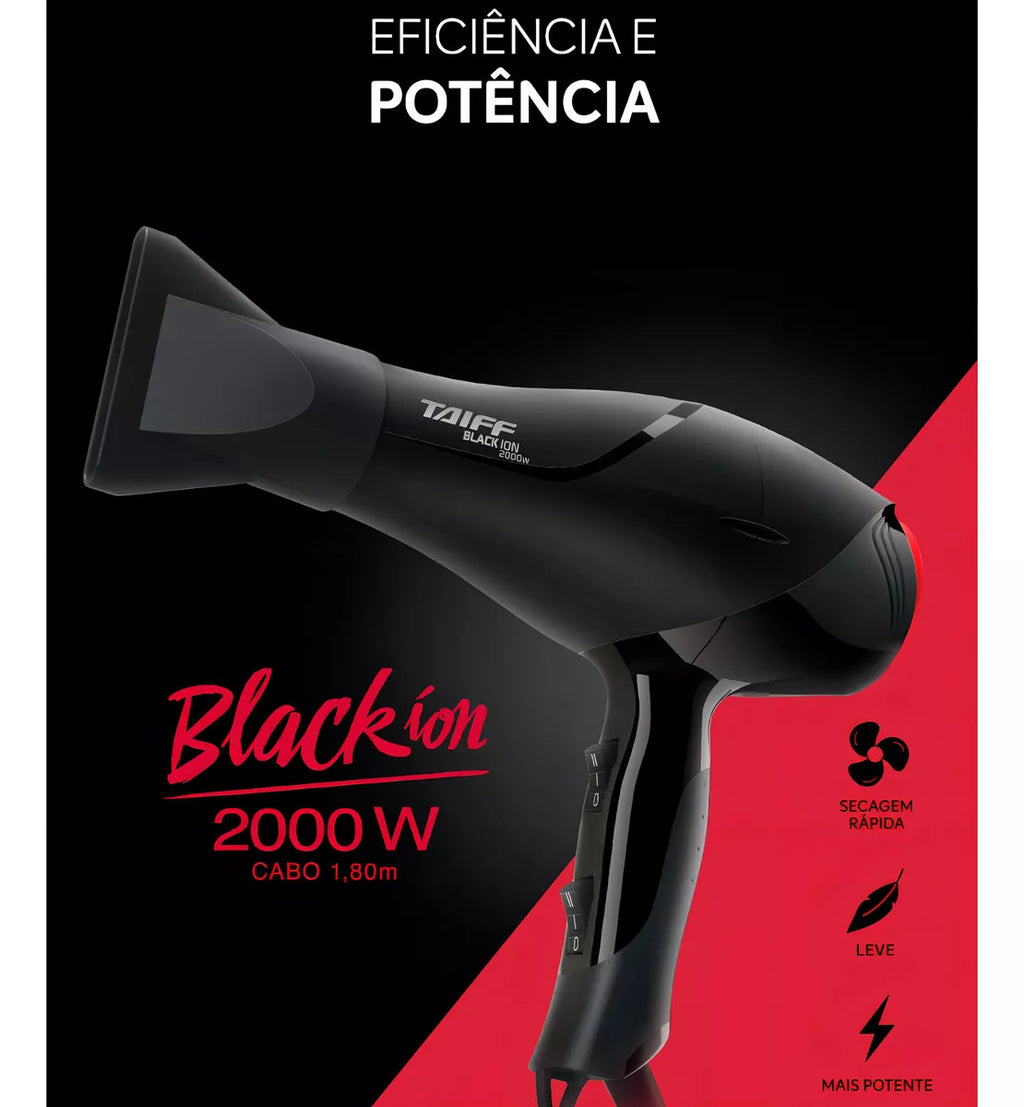 Taiff Black Ion Original Professional Hair Dryer 2000w Black Color - BuyBrazil