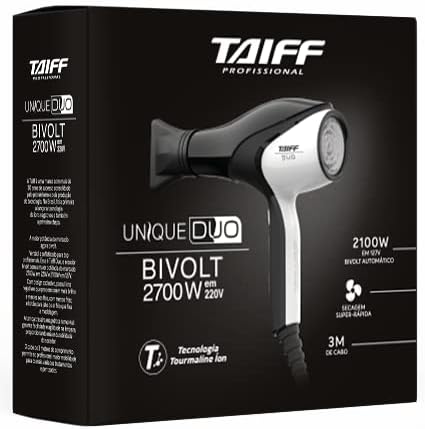 Taiff Unique Duo Black and White Hair Dryer 2700W Automatic Bivolt - BuyBrazil