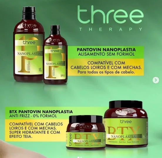 Three Therapy BTX Pantovin Organic and Formaldehyde Free 500g/16.9fl.oz. - BuyBrazil