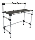 Titanium DJ rack control modular aluminum station with workspace and support for DJ equipment, ideal for professional DJ setups.
