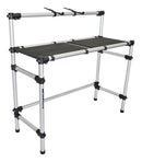 Titanium DJ rack control modular aluminum station with workspace and support for DJ equipment, ideal for professional DJ setups.