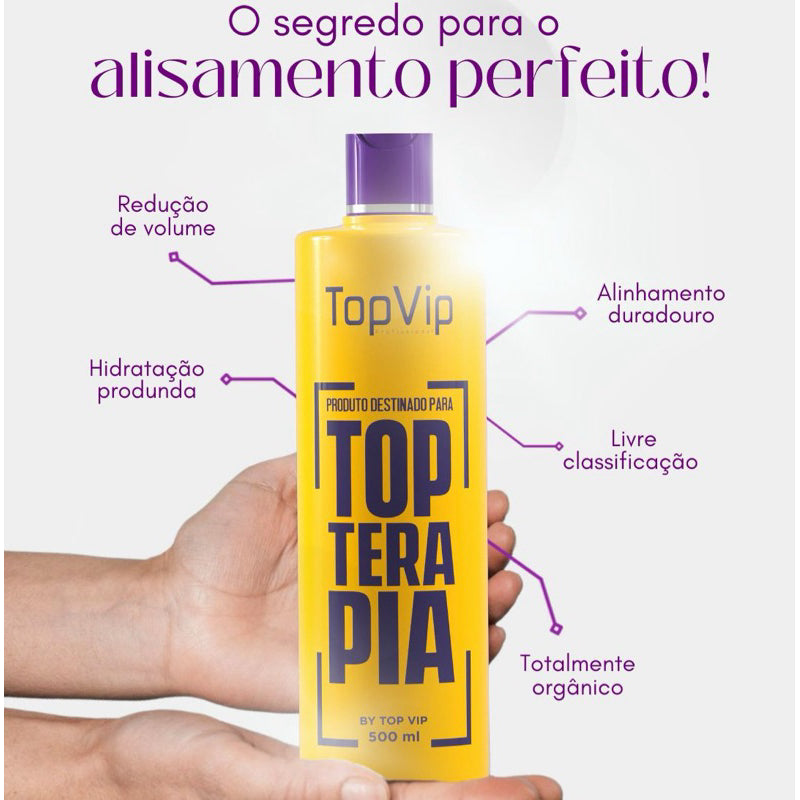 Topterapia 500ml Formaldehyde-Free Progressive - Professional Organic Hair Straightening - Top Vip - BuyBrazil