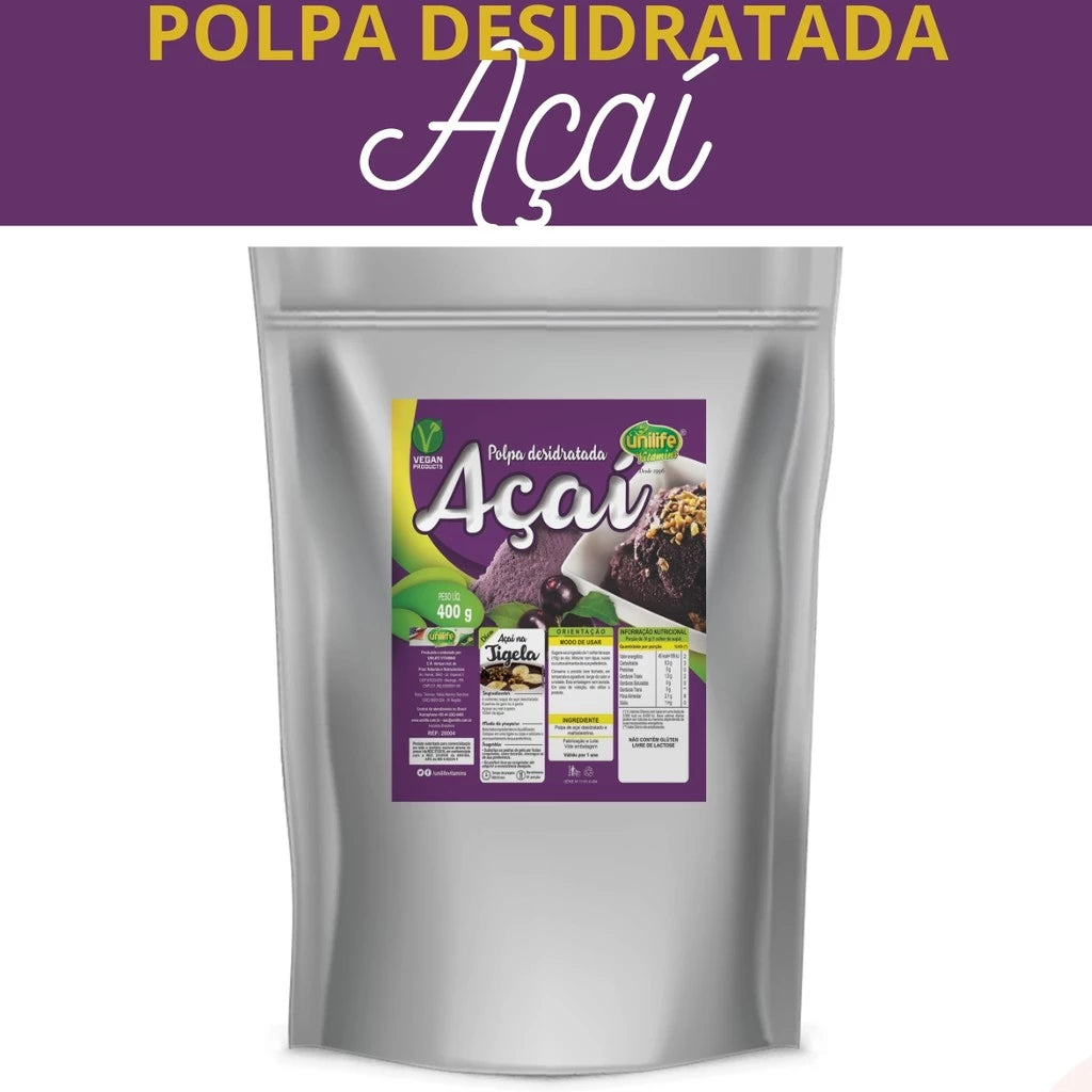 Dehydrated Açaí Powder Pulp 400g Pack Unilife - BuyBrazil