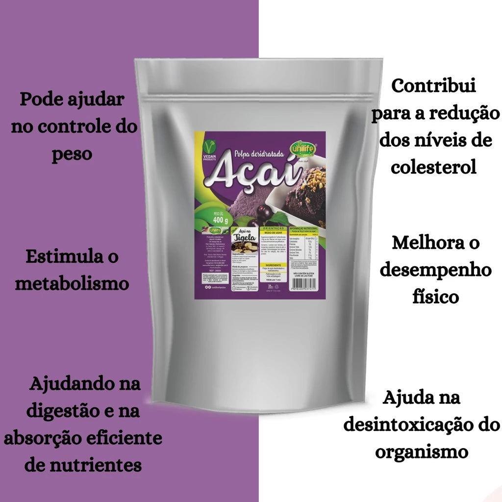 Dehydrated Açaí Powder Pulp 400g Pack Unilife - BuyBrazil