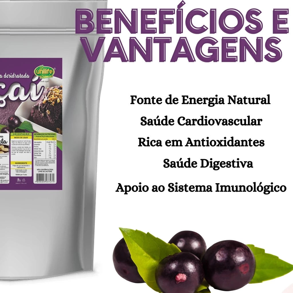 Dehydrated Açaí Powder Pulp 400g Pack Unilife - BuyBrazil