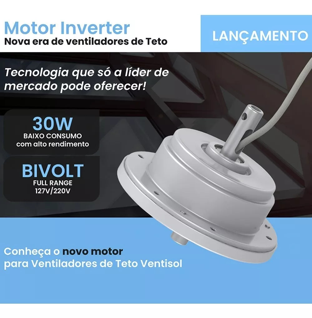 Ventisol Fenix Inverter Ceiling Fan Remote Control with 3 Plastic Blades, 960 mm Diameter Bivolt - BuyBrazil