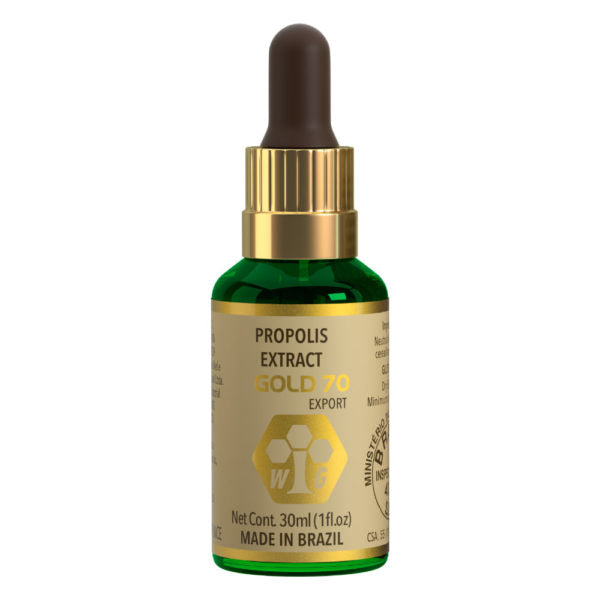 Green Gold Wax Green Propolis Extract 70% in 30ml bottle, natural herbal remedy with green propolis visible in the image.