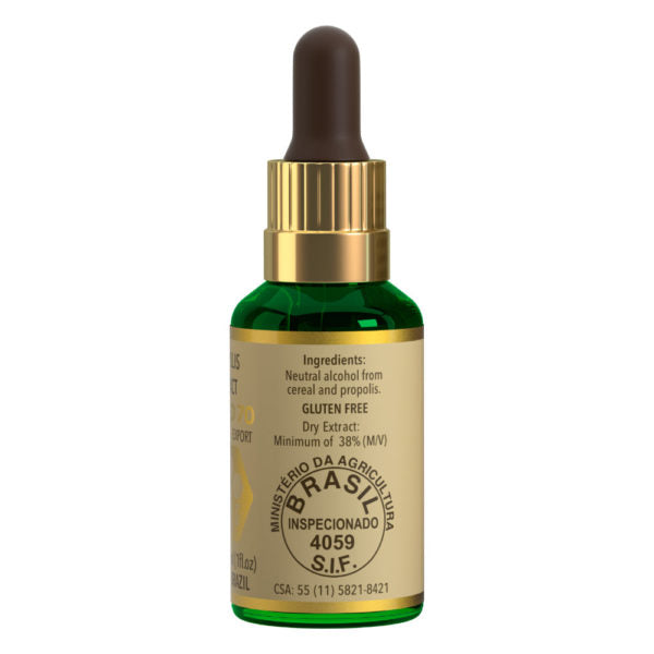 Green Gold 70 Propolis Extract from Wax Green, 30ml bottle, showcasing the herbal liquid extract with a dropper cap.
