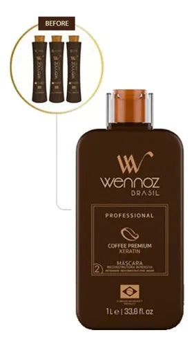 Wennoz Brasil Coffee Premium Keratin Máscara Reconstrutora Intensiva 1000ml/ 33.8 fl.oz. - BuyBrazil