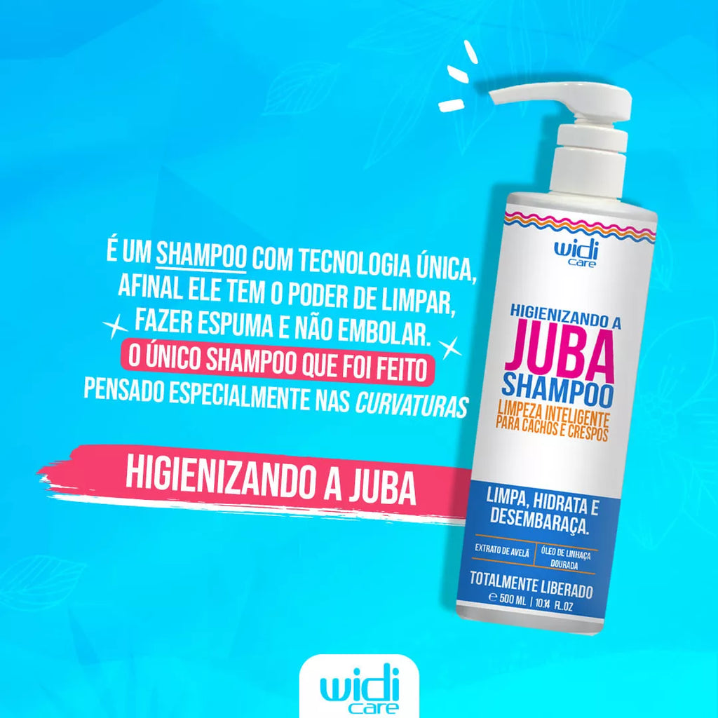 WIDI CARE Juba Hair Care Kit with shampoo, styling cream, sealing jelly, and hydro-nutritive mask for healthy hair.