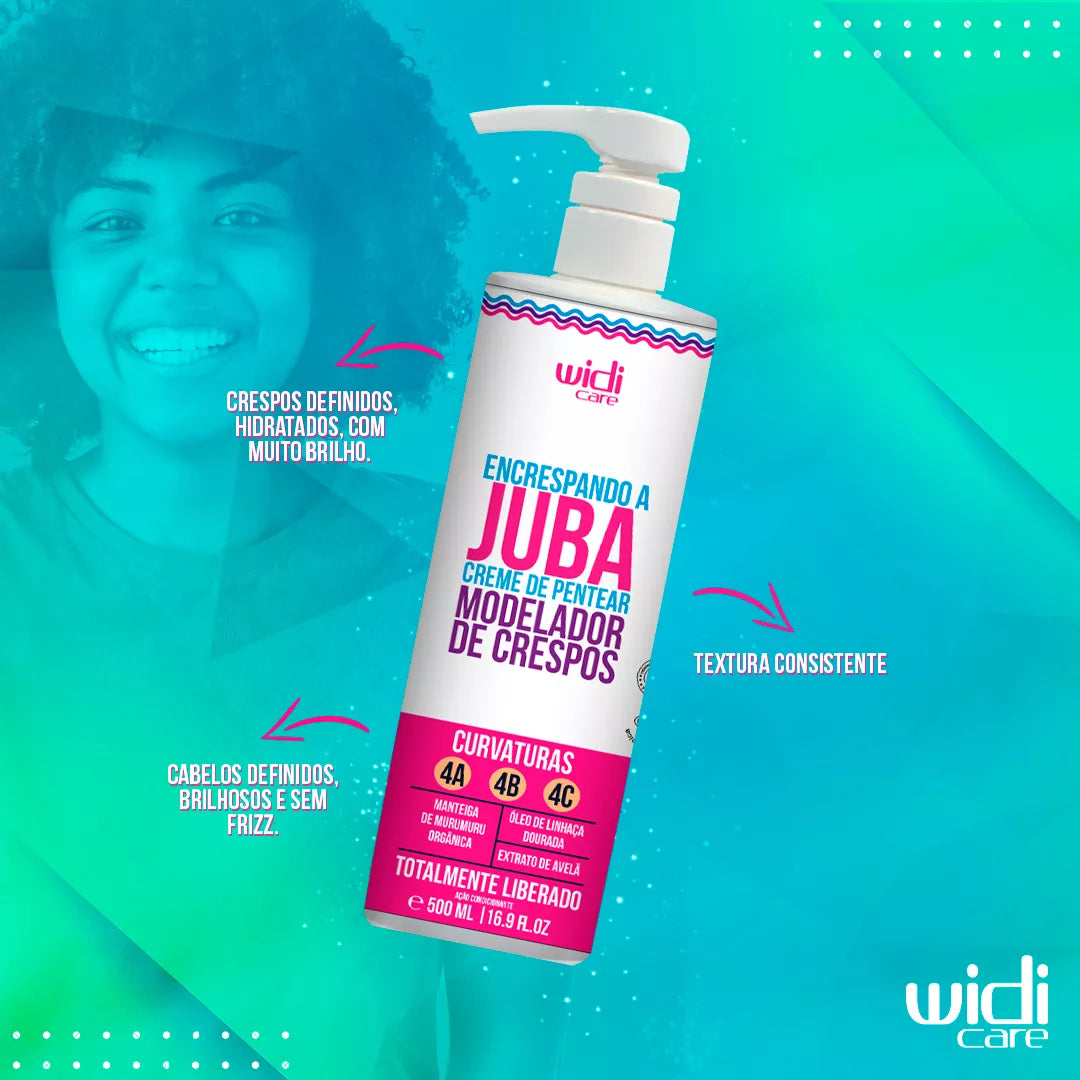 WIDI CARE Widi Care Juba Kit with shampoo, styling cream, sealing jelly, and hydro-nutritive mask for hair care.