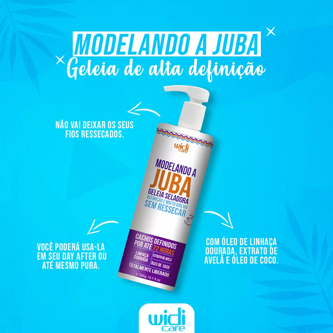 WIDI CARE Juba Kit for hair care includes shampoo, styling cream, sealing jelly, and hydro-nutritive mask in a 4-step set.