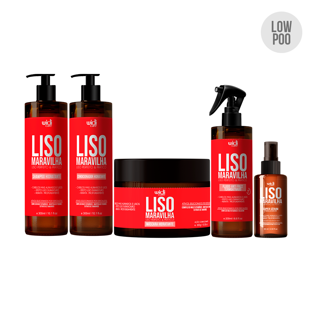 Widi Care Liso Maravilha Shampoo, Conditioner, Moisturizing Mask, Anti-Frizz Fluid, Super Serum - BuyBrazil