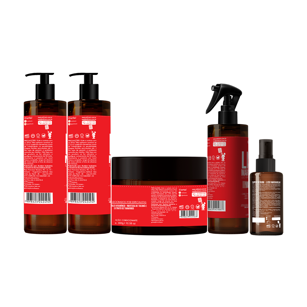 Widi Care Liso Maravilha Shampoo, Conditioner, Moisturizing Mask, Anti-Frizz Fluid, Super Serum - BuyBrazil