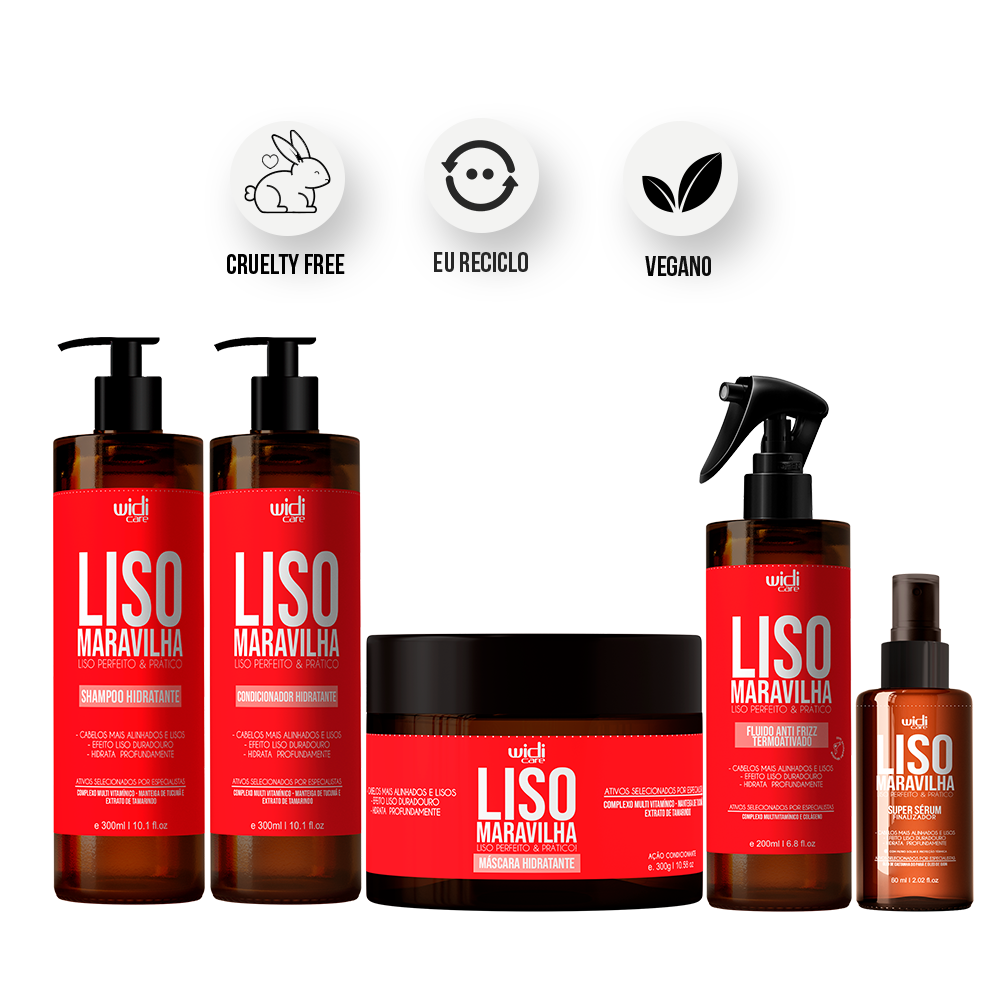 Widi Care Liso Maravilha Shampoo, Conditioner, Moisturizing Mask, Anti-Frizz Fluid, Super Serum - BuyBrazil