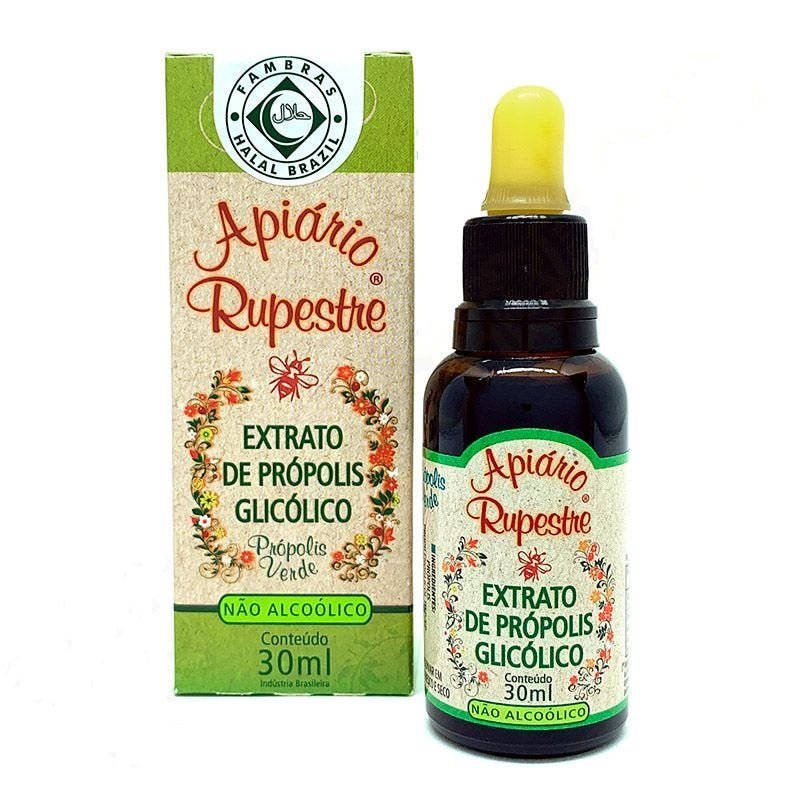 Apiário Rupestre Brazilian Green Propolis Glycolic Extract 30ML - (Non-Alcoholic) (Box 25 Bottles) - BuyBrazil