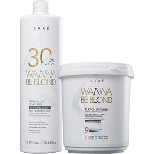 Brae Wanna Be Blond Bleach Powder 500g/17.6 oz and OX Vol 900ml/30.43 fl.oz. - BuyBrazil