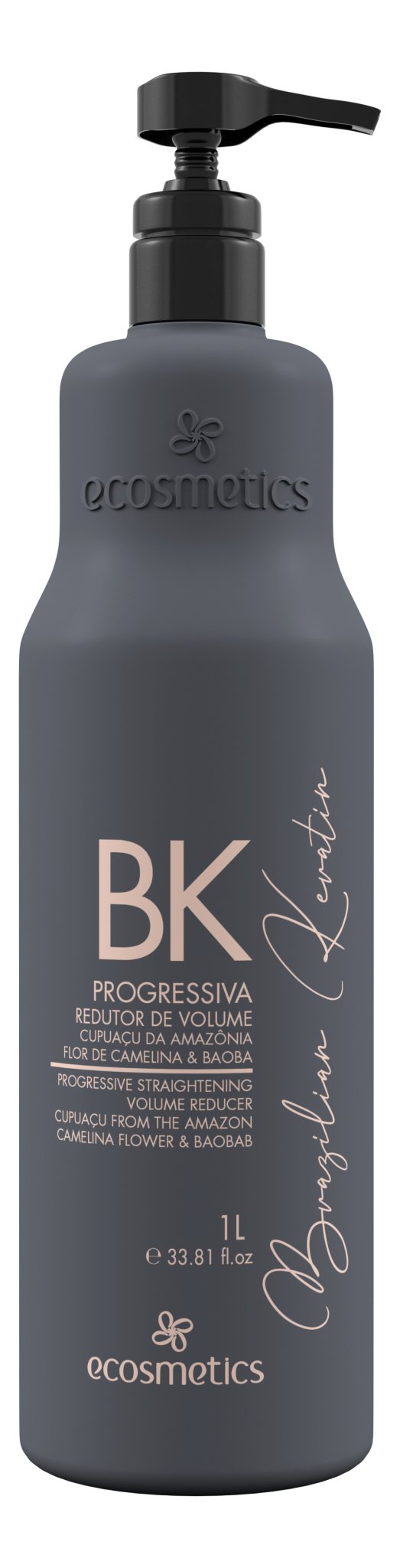 Ecosmetics BK Brazilian Keratin Progressive Straightening shampoo in a 1000ml bottle, hair care product with a sleek label
