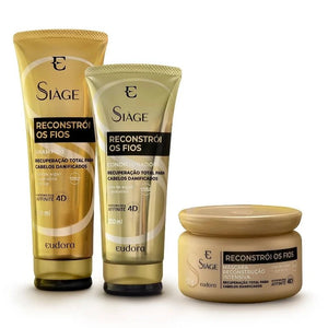 Eudora Siàge Kit Rebuilds Hair: Shampoo 250ml + Mask 250g + Conditioner 200ml - BuyBrazil