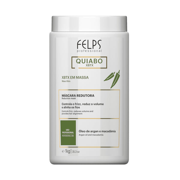 FELPS Okra XBTX Mass Reducing Hair Mask in 1kg jar, hydrating hair care treatment with natural ingredients for scalp and hair health