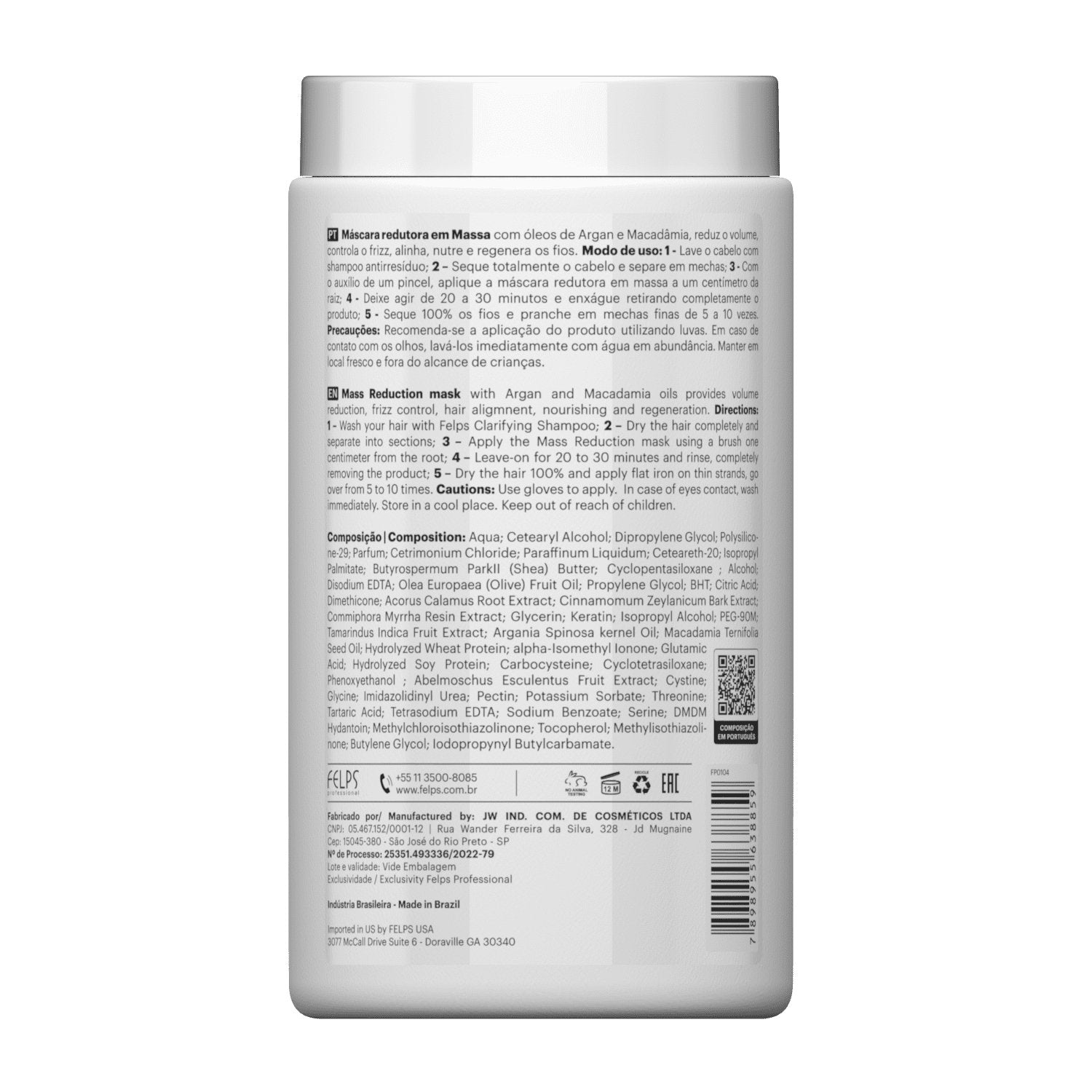 FELPS Felps Okra XBTX Mass Reducing Hair Mask in 1kg jar, with creamy texture for reducing hair volume and adding shine.
