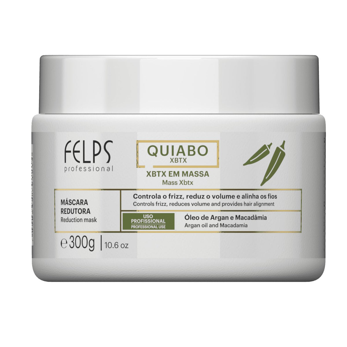 FELPS Okra XBTX Mass Reducing Hair Mask in 1kg jar, designed to help reduce hair volume and improve manageability.