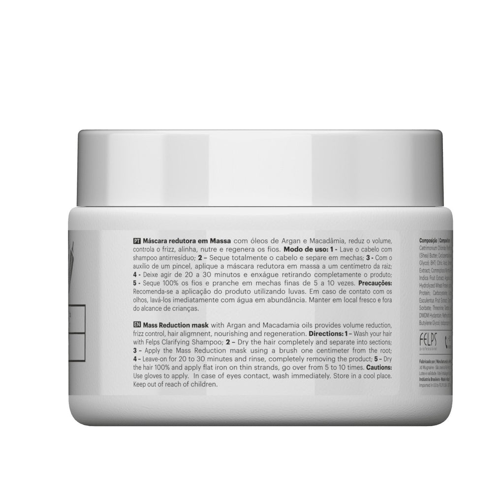 Felps Okra XBTX Mass Reducing Hair Mask in 1kg jar, nourishing hair care product by FELPS for reducing hair volume and enhancing shine.