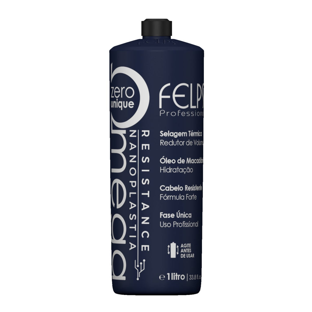 FELPS Omega Zero Nanoplastia Resistance Brazilian Keratin Hair Treatment 1000ml bottle, hair care product for smoothing and repair