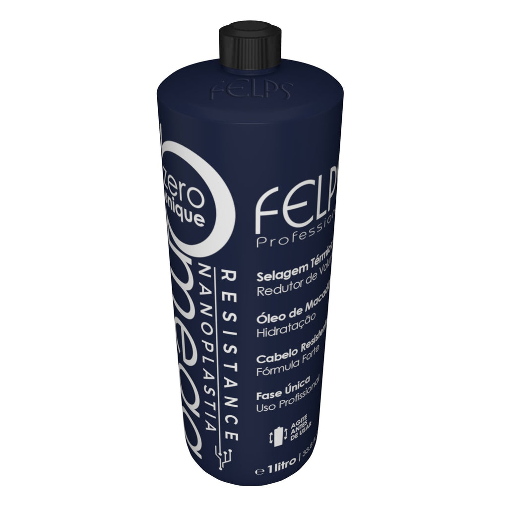 FELPS Omega Zero Nanoplastia Resistance hair treatment bottle, Brazilian keratin hair care product for smooth, strong hair.