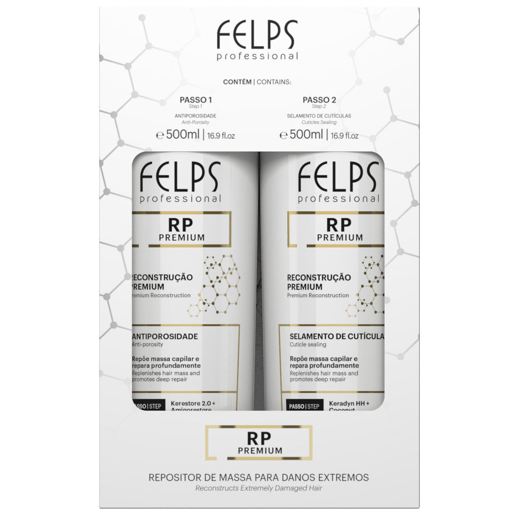 Felps RP Premium Repositor de Massa hair care set with two 500ml bottles, nourishing treatment for hair repair and strength