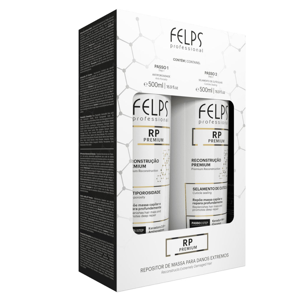 Felps RP Premium Repositor de Massa hair care set with two 500ml bottles, nourishing treatment for damaged hair