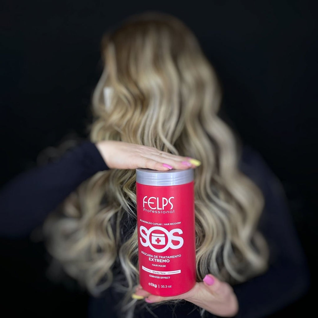 FELPS SOS Hair Reconstruction Mask 1kg/35.2 oz in a tub, designed for deep conditioning and repairing damaged hair.