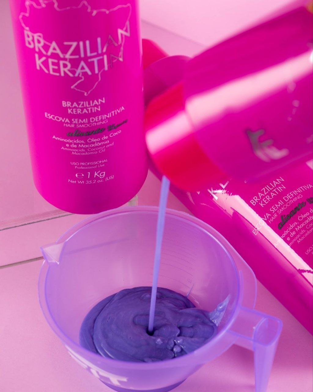 Fit Cosmetics Brazilian Keratin Hair Treatment in 1000ml bottle, semi-definitive brush for smooth, frizz-free hair care.