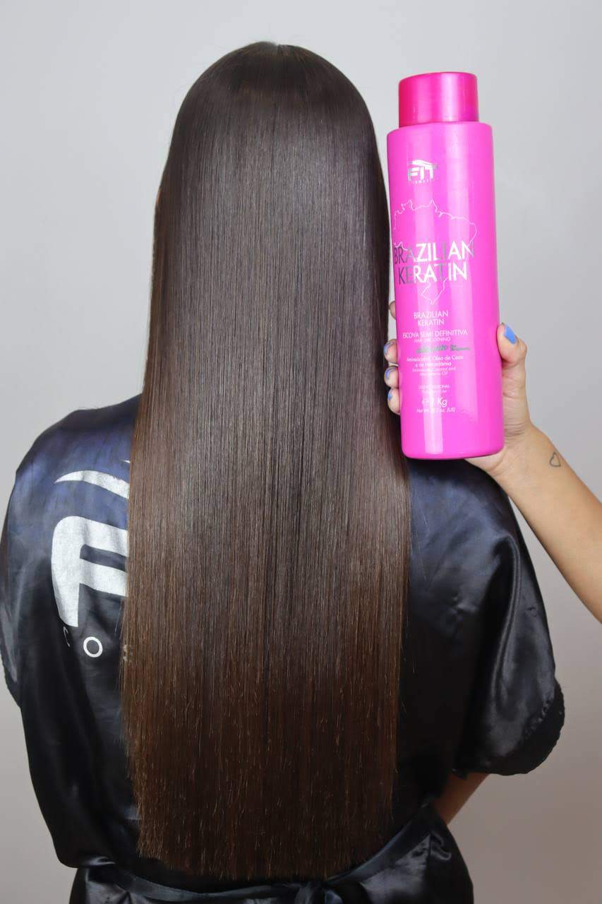 Fit Cosmetics Brazilian Keratin Hair Care spray bottle showing the semi-definitive keratin treatment in a 1000ml size.