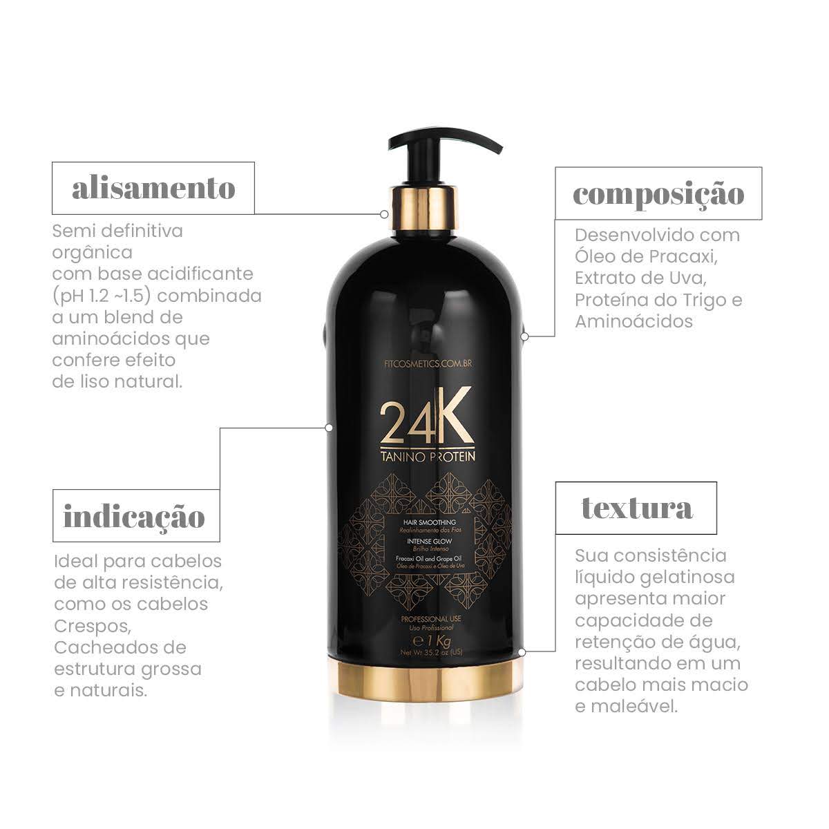 FIT COSMETICS Tanino 24k Semi Definite Progressive Hair Brush, 1000ml, designed for hair care and smooth styling.
