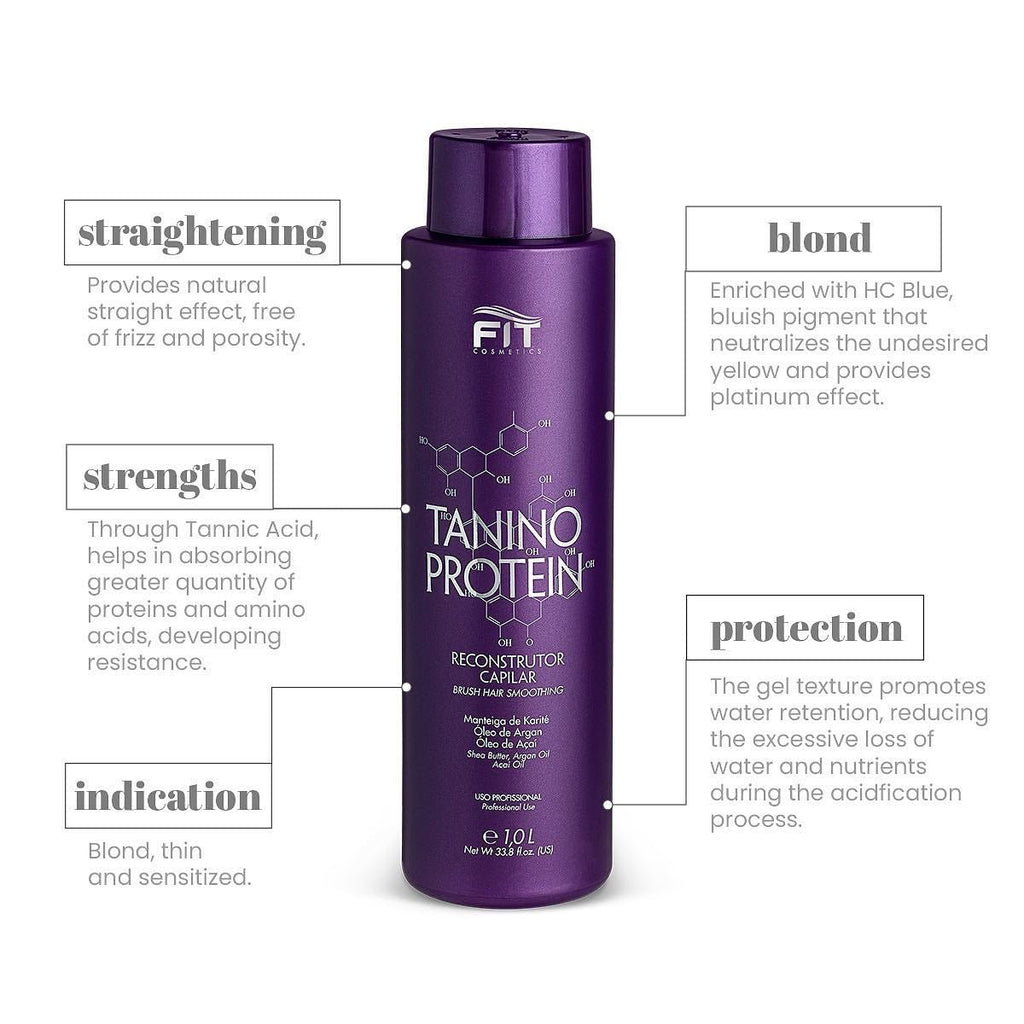 FIT COSMETICS Tanino Protein Progressive Brush for hair, 1000ml, in a sleek bottle, used for nourishing and strengthening hair.