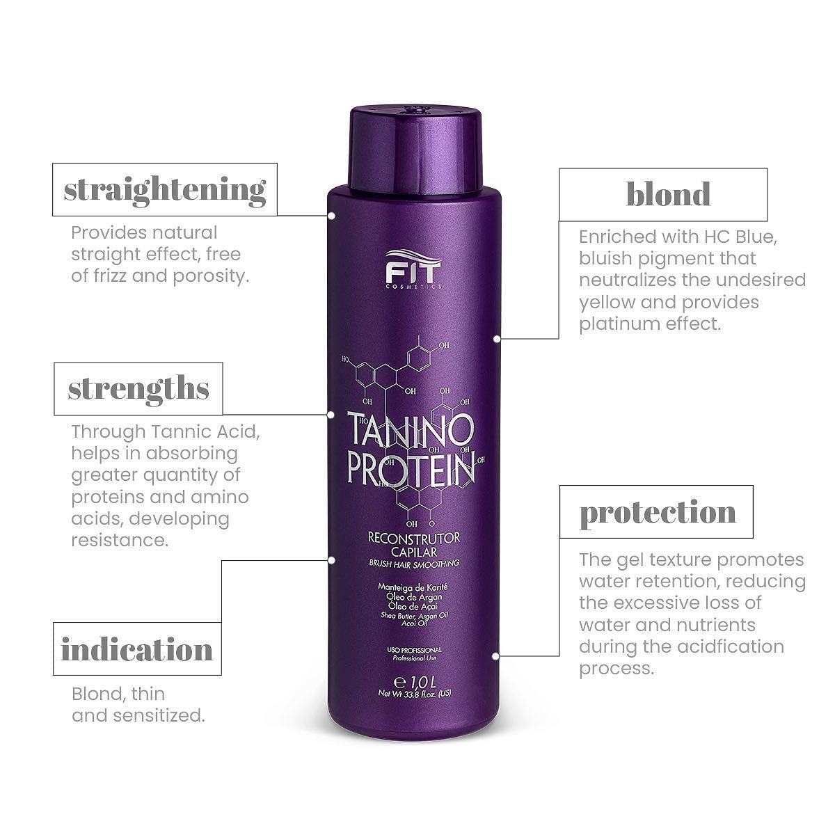 FIT COSMETICS Tanino Protein Progressive Brush for hair, 1000ml, in a sleek bottle, used for nourishing and strengthening hair.