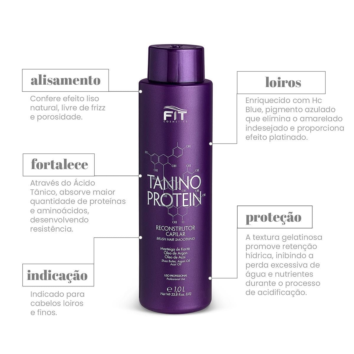 FIT COSMETICS Tanino Protein Progressive Brush hair care product in 1000ml bottle with a sleek design and label