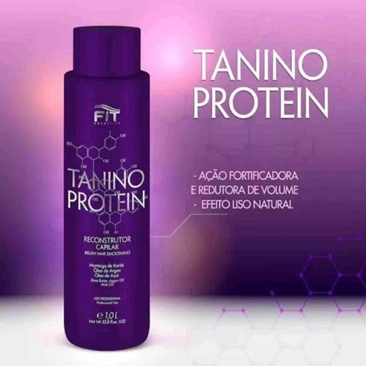 FIT COSMETICS Tanino Protein Progressive Brush hair care product in a 1000ml bottle with a pump for nourishing hair treatment.