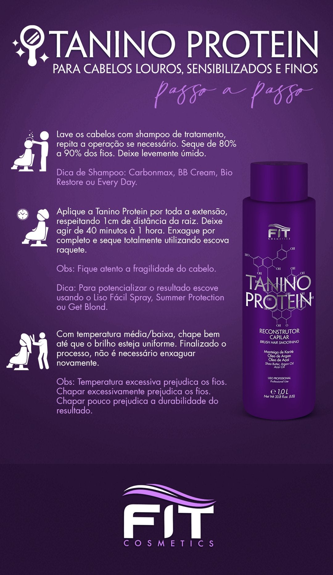 Fit Cosmetics Tanino Protein Progressive Brush hair care product in a 1000ml bottle, designed for nourishing and strengthening hair.