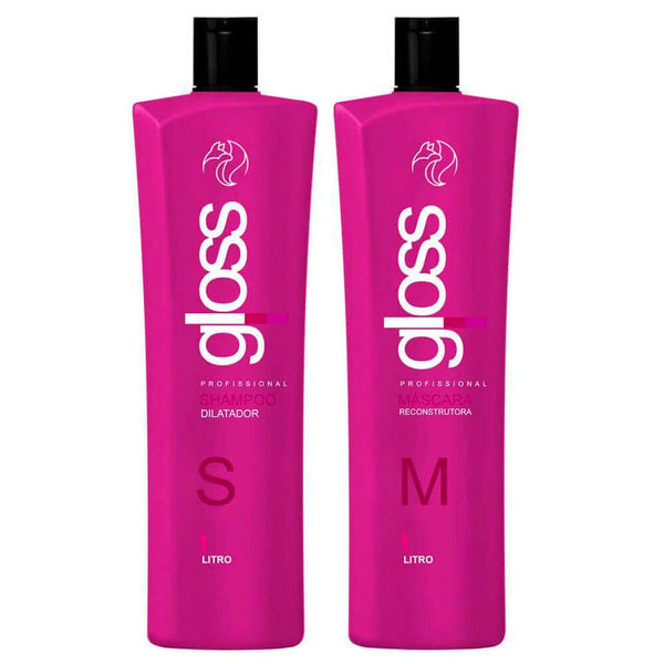 FOX PROFESSIONAL Fox Gloss Progressive Brush Smart Keratin Treatment Kit with two 1000ml bottles for hair care.